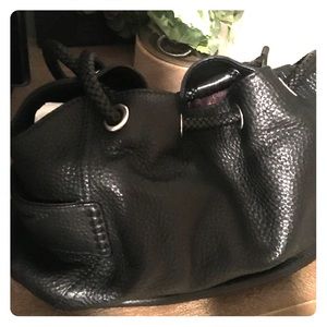 Cole Haan Black Bucket Bag Pebbled Leather